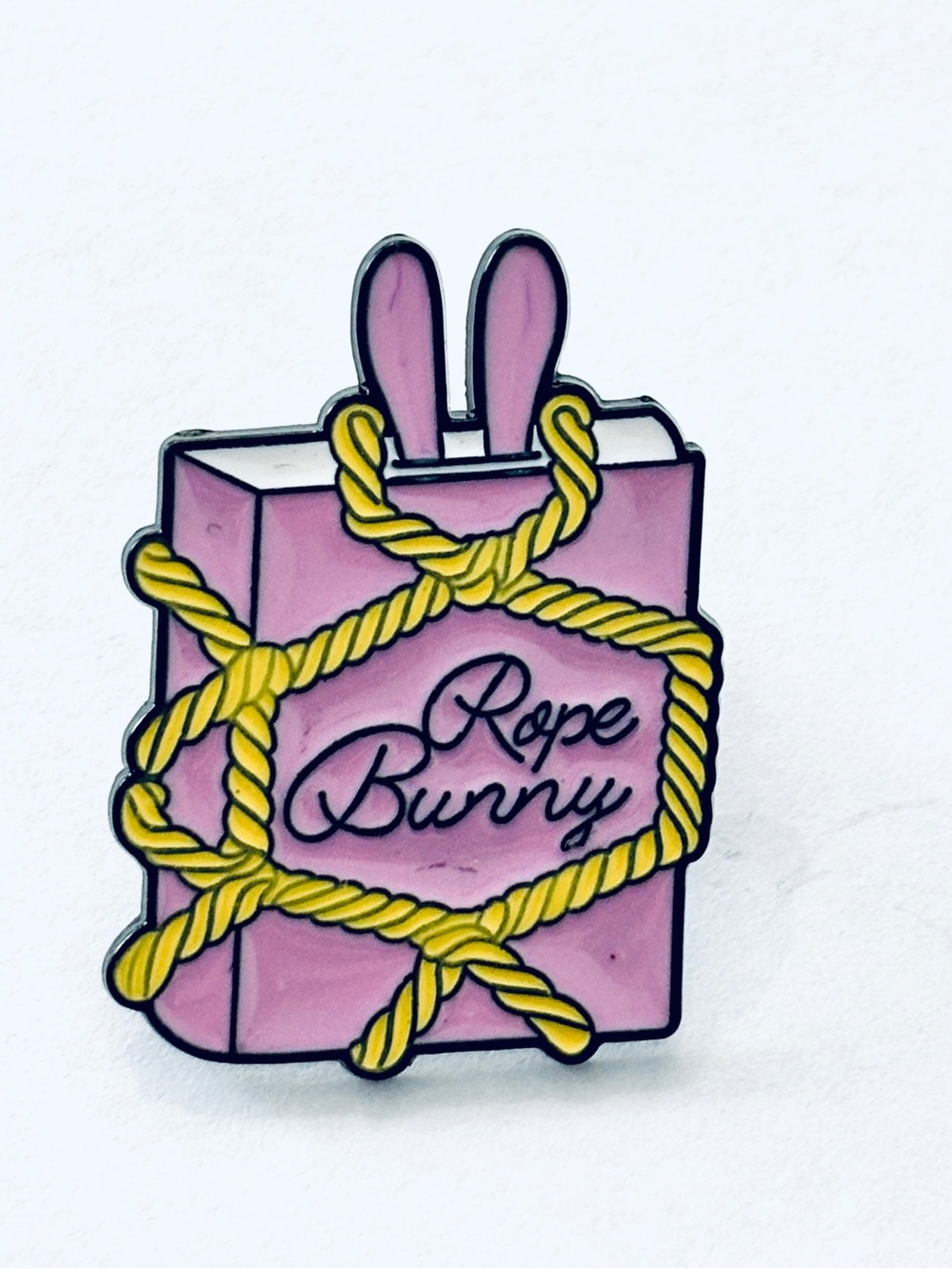 Pink Rope Bunny Enamel Pin, NWT
